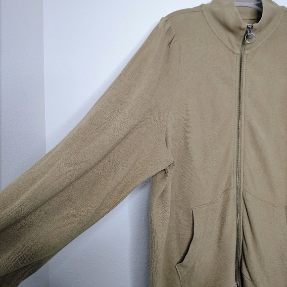 Madewell Women's Tan Balloon Sleeves Full Zip-Up Jacket Sz XL Pockets - Picture 7 of 14